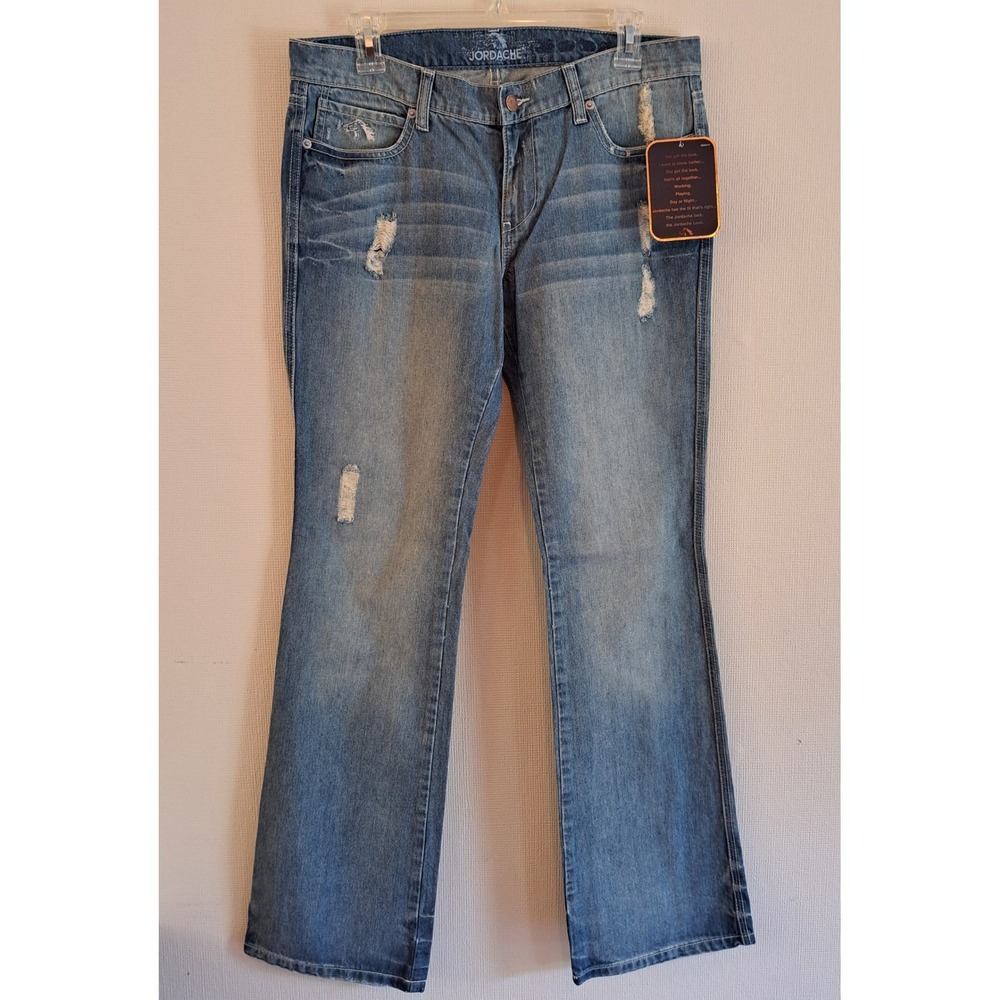 Jordache Legacy Destructed Bootcut Jeans Womens Size 0 Blue New 1390-442